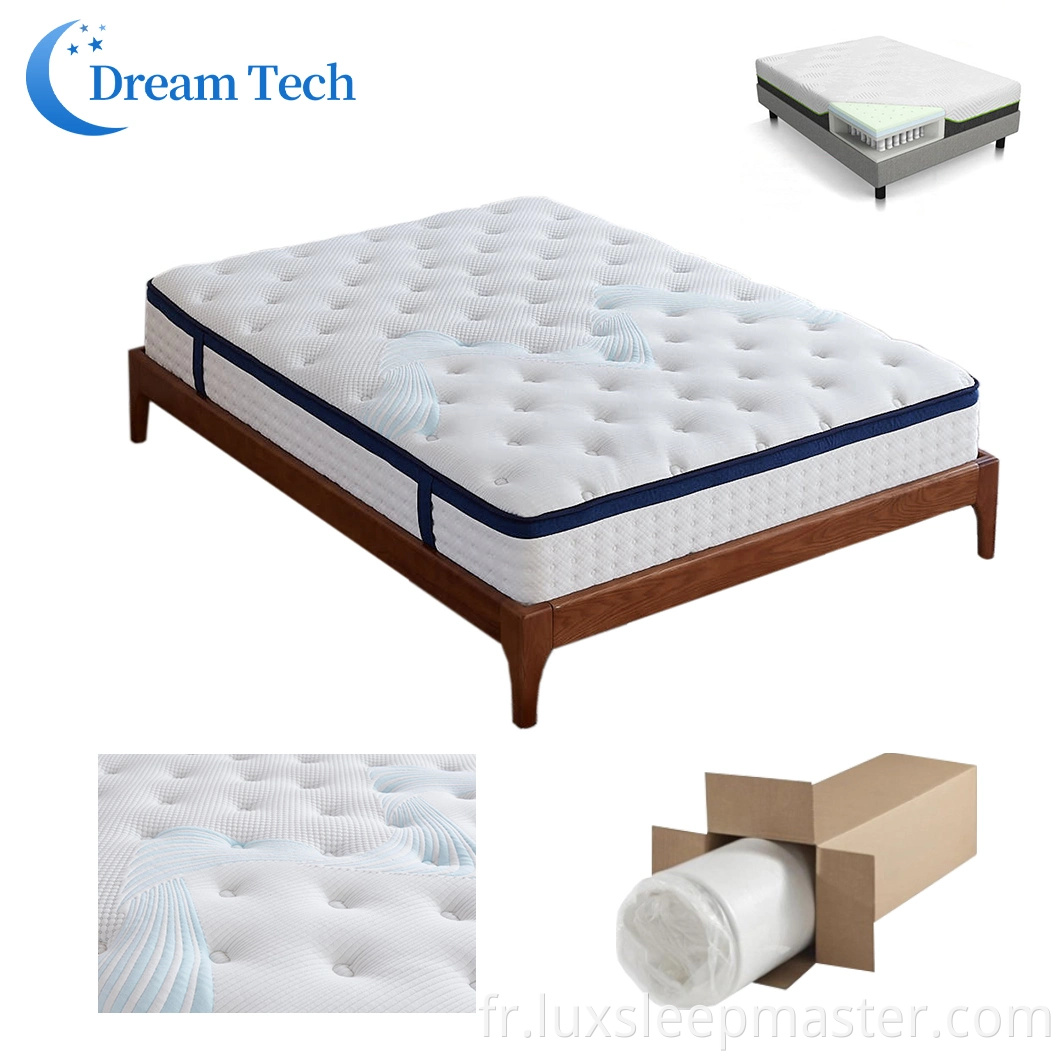 Vente en gros pas cher Hot Sale Bed Euro Top Qualité Literie individuelle à ressorts ensachés Matelas en mousse à mémoire